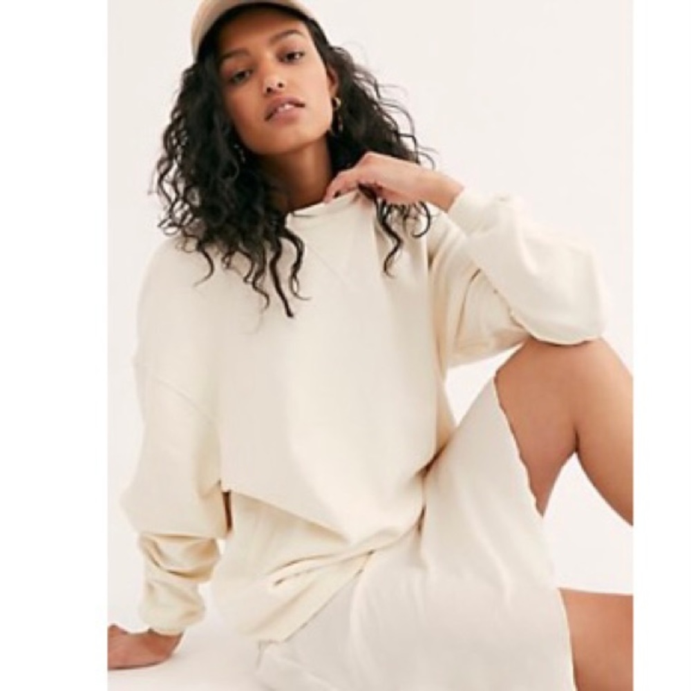 Free People Over and Out Sweatshirt, Cream, XS